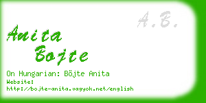 anita bojte business card